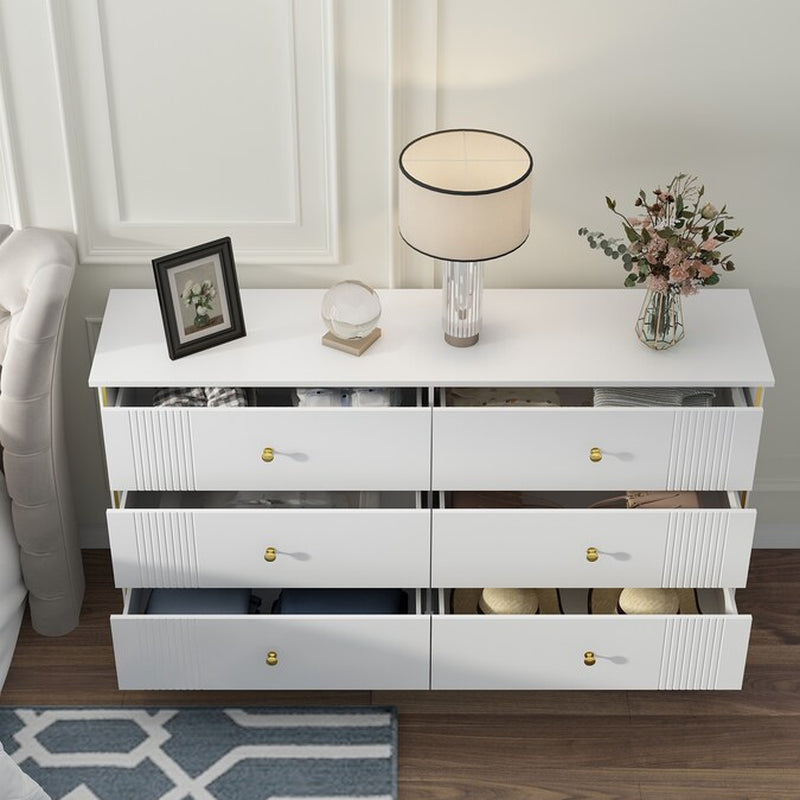 White 6-Drawer Standard Dresser